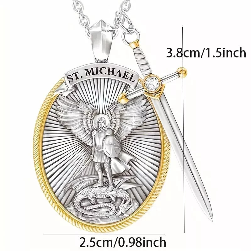 Catholic Patron the Archangel St. Michael Pendant Necklace Sword Lord Prayer