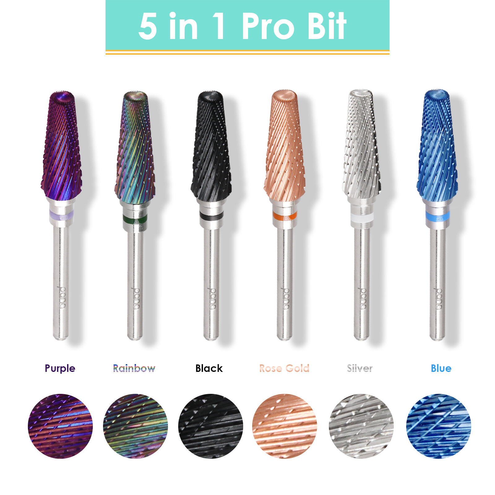 Pana USA 5 in 1 High Quality Two Way Tapered Nail Carbide Bit - Acrylic Hard Gel