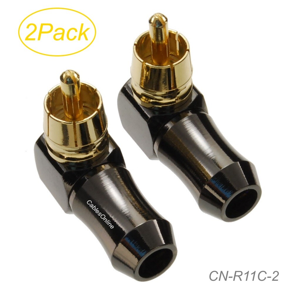 2-Pack RCA Right-Angle Solder Type Gold Plated Metal 6.3mm/OD Connectors