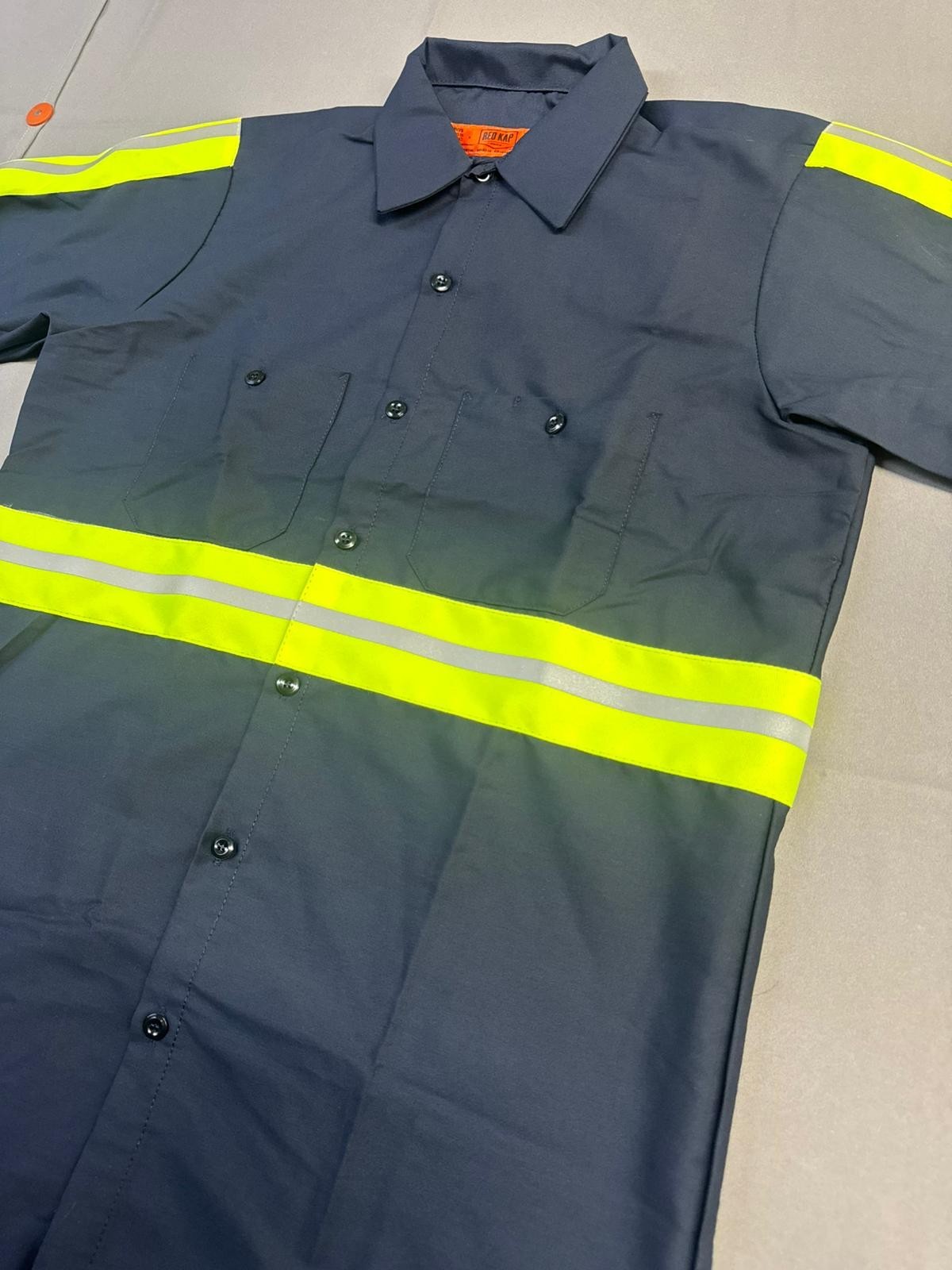 Red Kap Men's Enhanced Visibility Industrial Work Shirt Navy