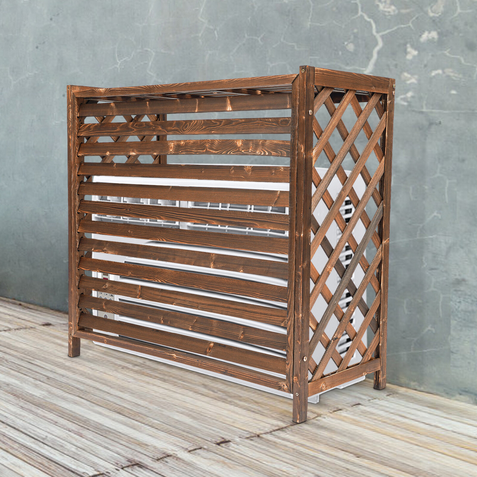 Air Conditioner Fence Screen- Outside Wooden AC Privacy Fence Cover, 39"L x 36"W