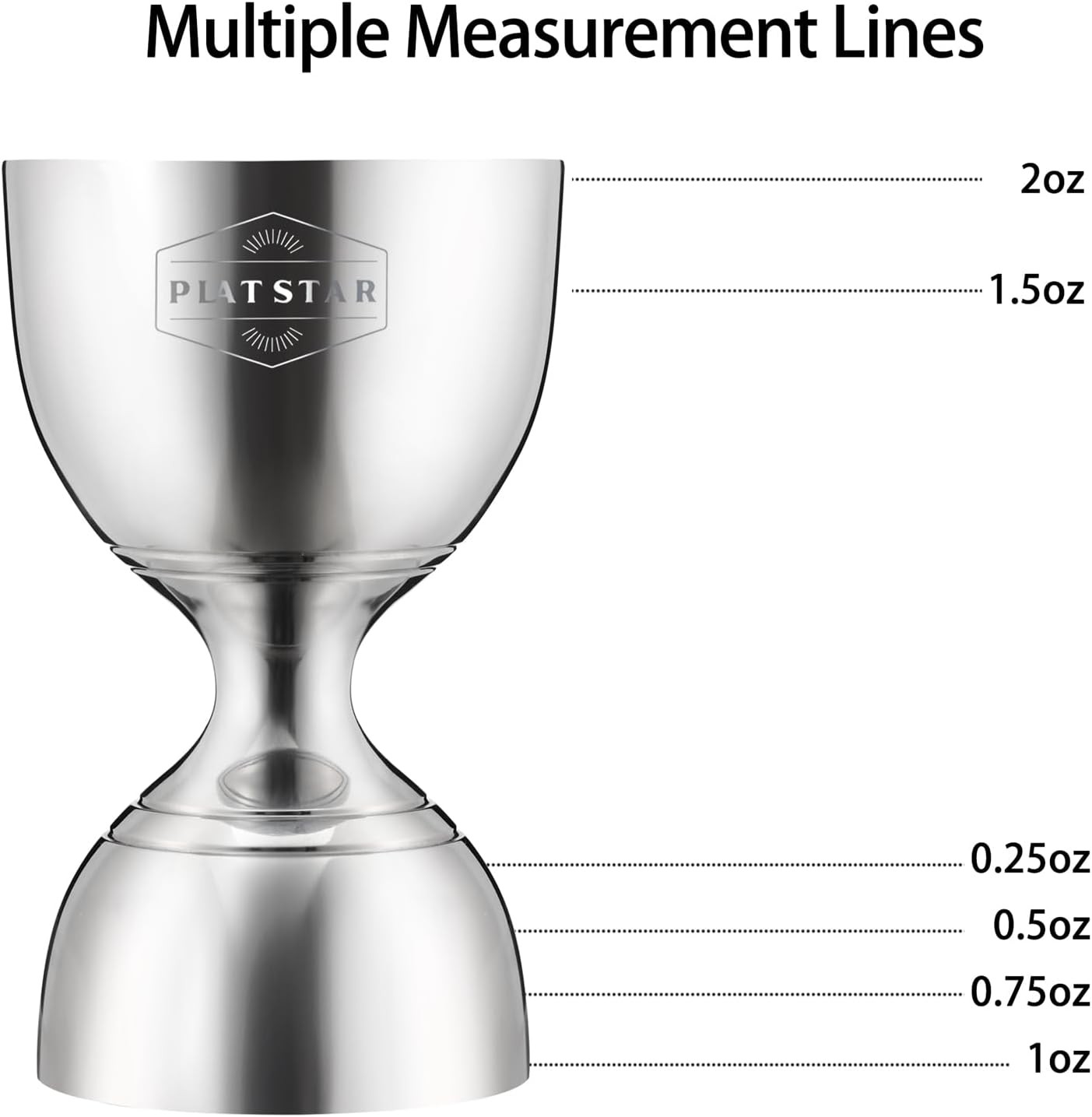 Cocktail Measuring Jigger, Shot Measure Double Jigger with Silver
