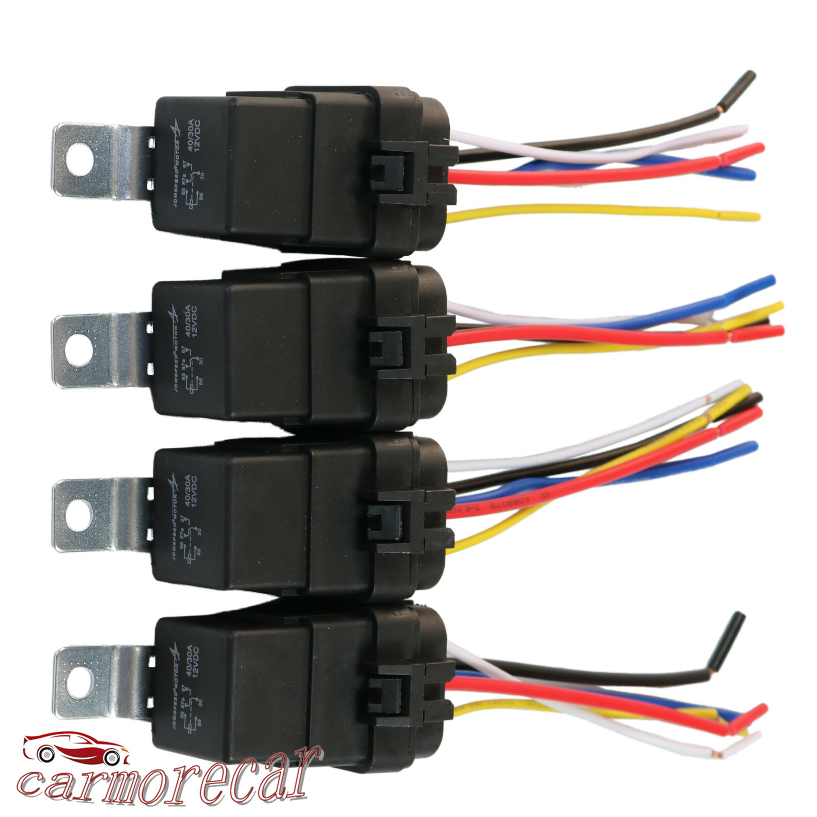 4 pack 5 pin & wire Heavy Duty Car Auto Relay 12V 40 amp Waterproof Plug Socket