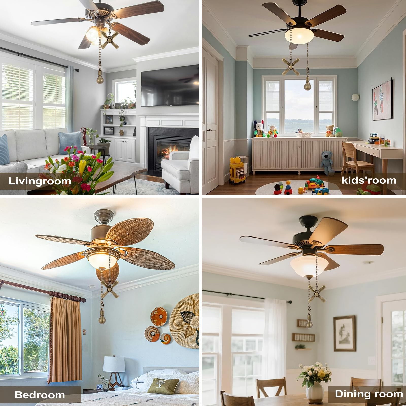 Kelduemi Ceiling Fan Pull Chain Ornaments, 13.6 Inches Fan Pulls Extension