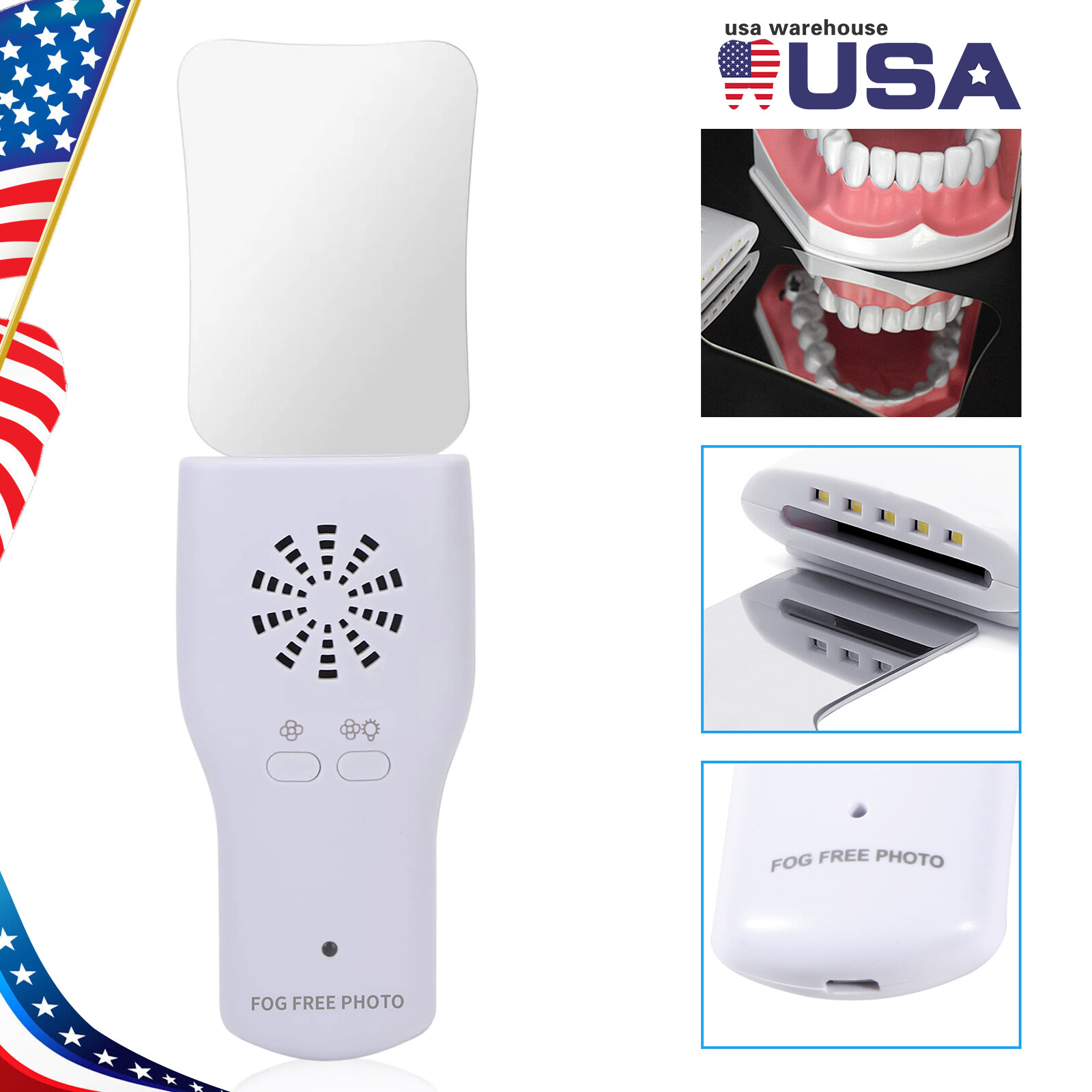 Dental Occlusal Mirror Fog Free LED Light Intra Oral Photo 4Mirror Obervation kv