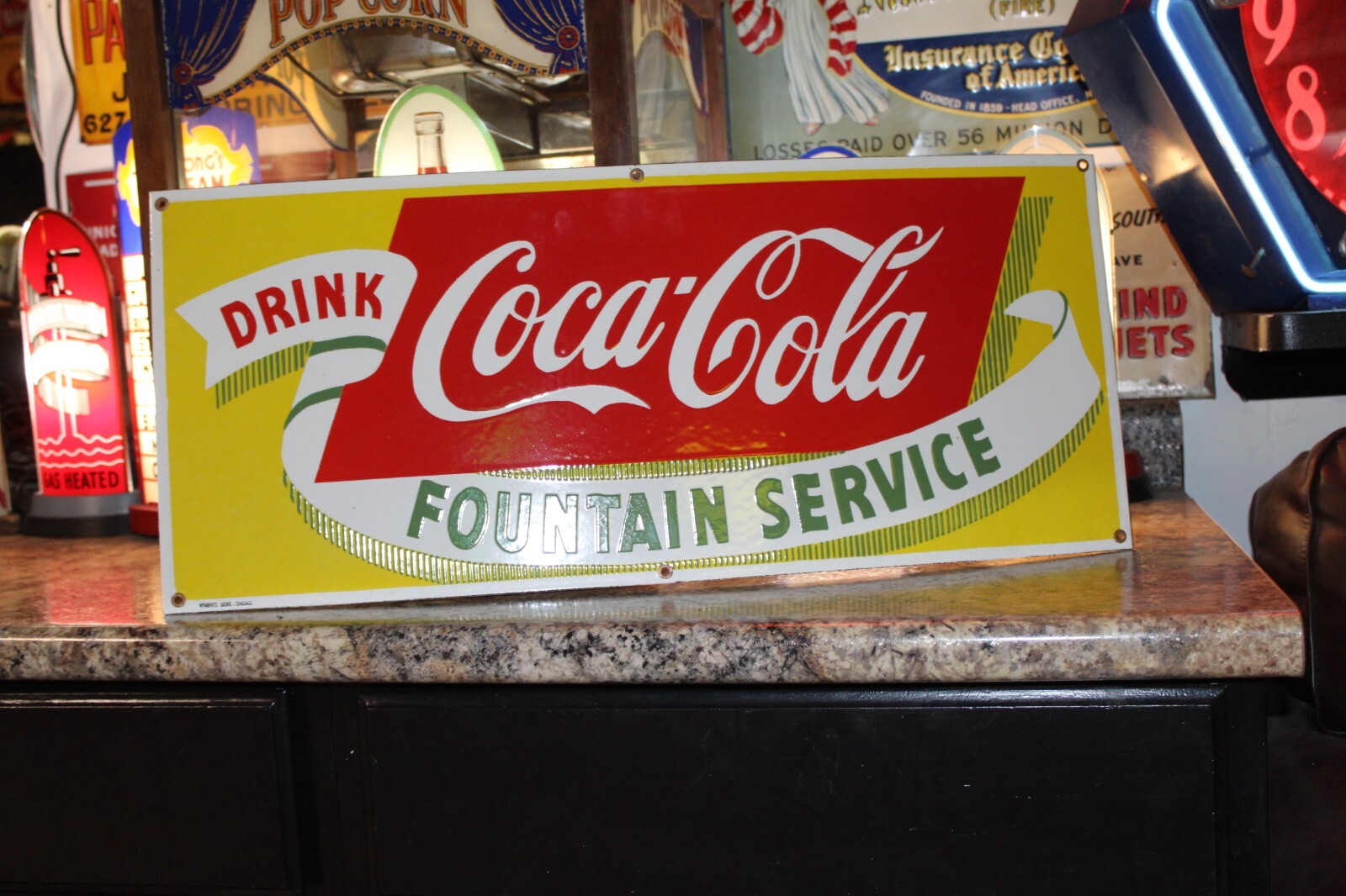 RARE NOS DRINK COCA COLA FOUNTAIN SERVICE PORCELAIN METAL SIGN SODA POP GAS