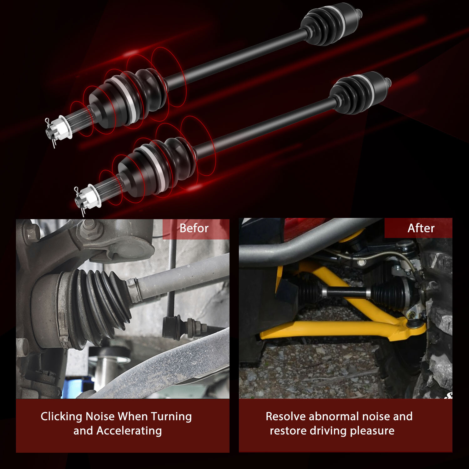 Front Right Left for Polaris Ranger XP 900 2013-2019 2014 2015 CV Axle Shafts