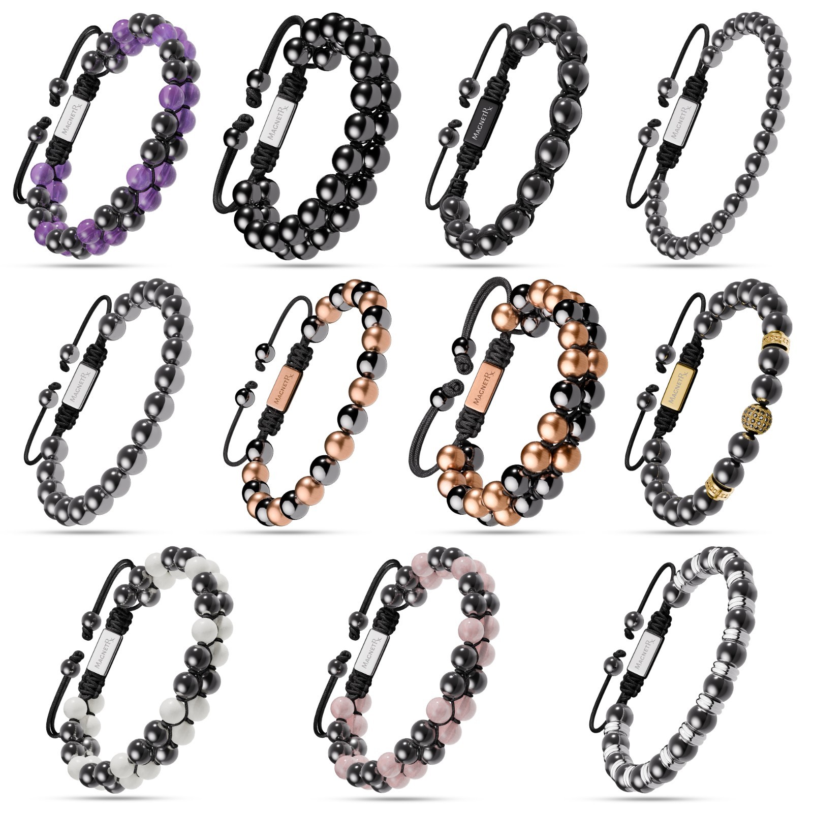 MagnetRX® Hematite Magnetic Bracelet - MAX Strength Natural Stones - Beaded