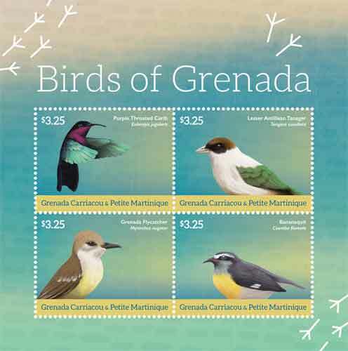 Grenadines 2015 - Birds of Grenada - Sheet of 4 stamps - Scott #2937 - MNH