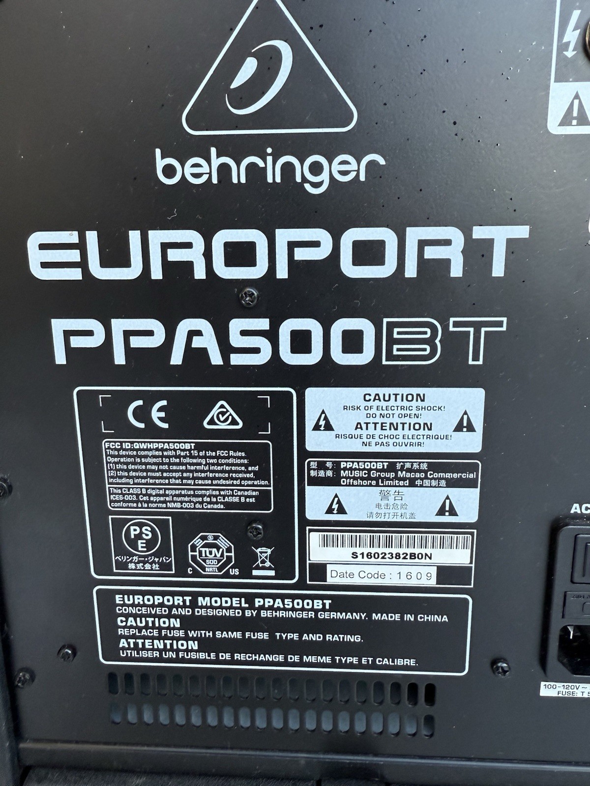 Behringer Europort PPA500BT 500-Watt 6-Channel Portable PA System w/ Bluetooth