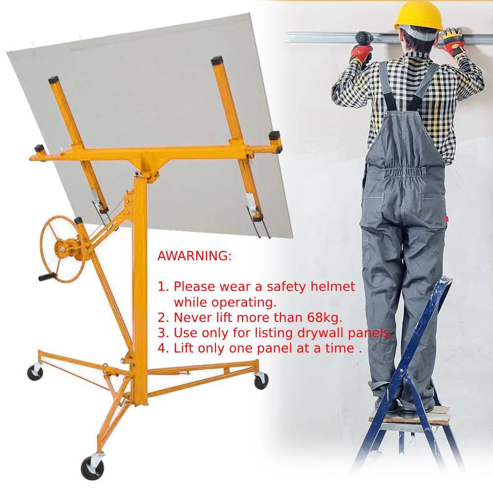 11' Drywall Rolling Lifter Panel Hoist Jack Caster Construction Lockable Wheels