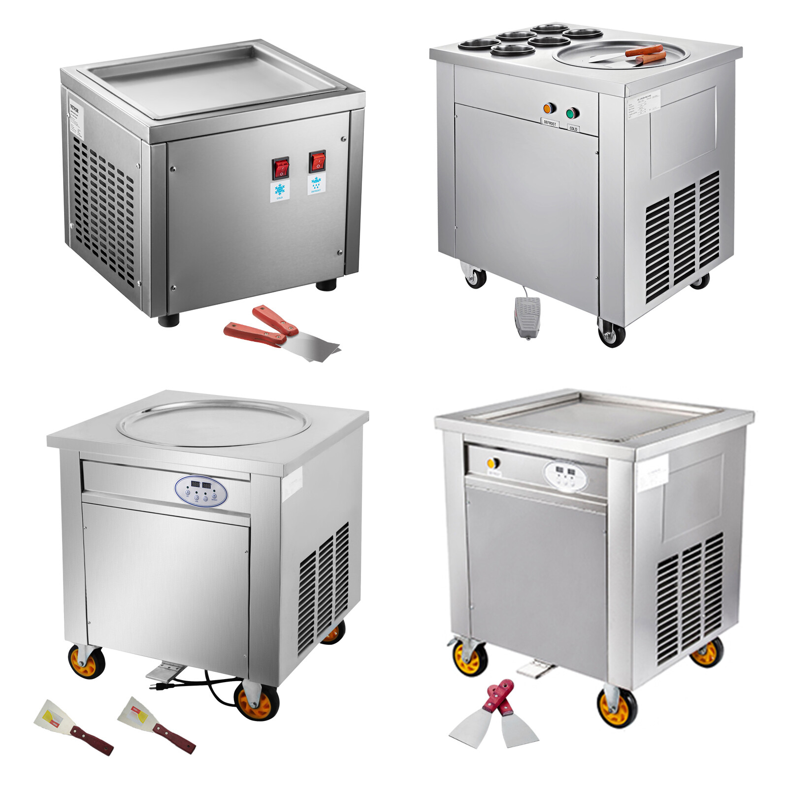 Uimoso Fried Ice Cream Machine Round/Square Pan Yogurt Roll Ice Cream Maker