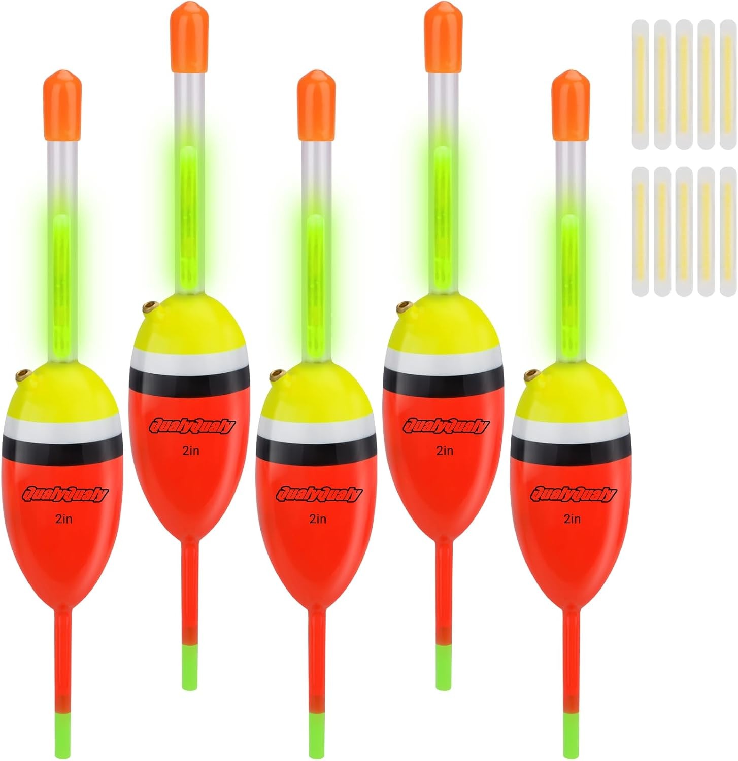 5X Wood Glow Sticks Slip Bobbers for Fishing Light Bobbers Floats Crappie Floats