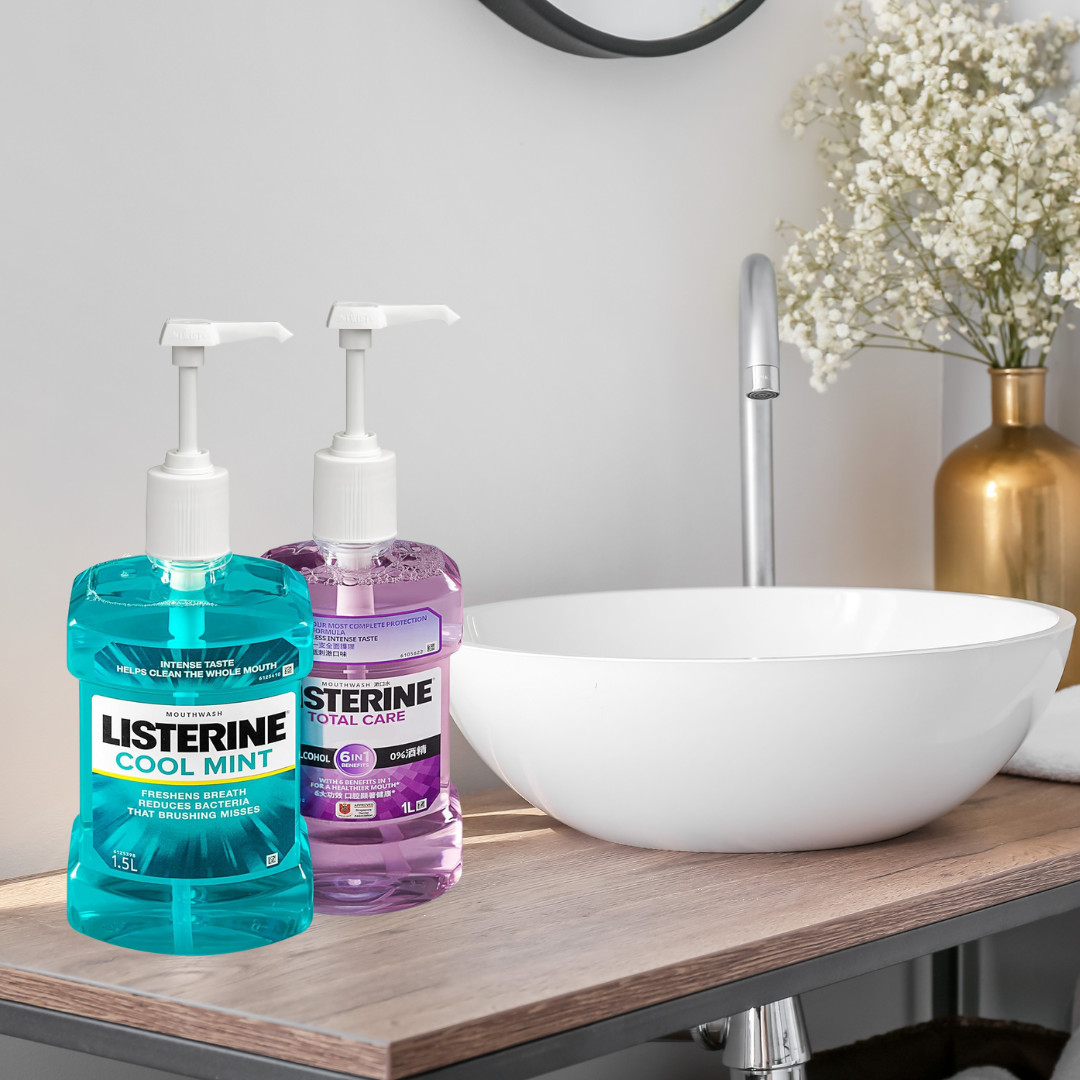 2-PK Listerine Mouthwash Pump for 1 to 1.5 Liters of Listerine Mouthwash Bottles