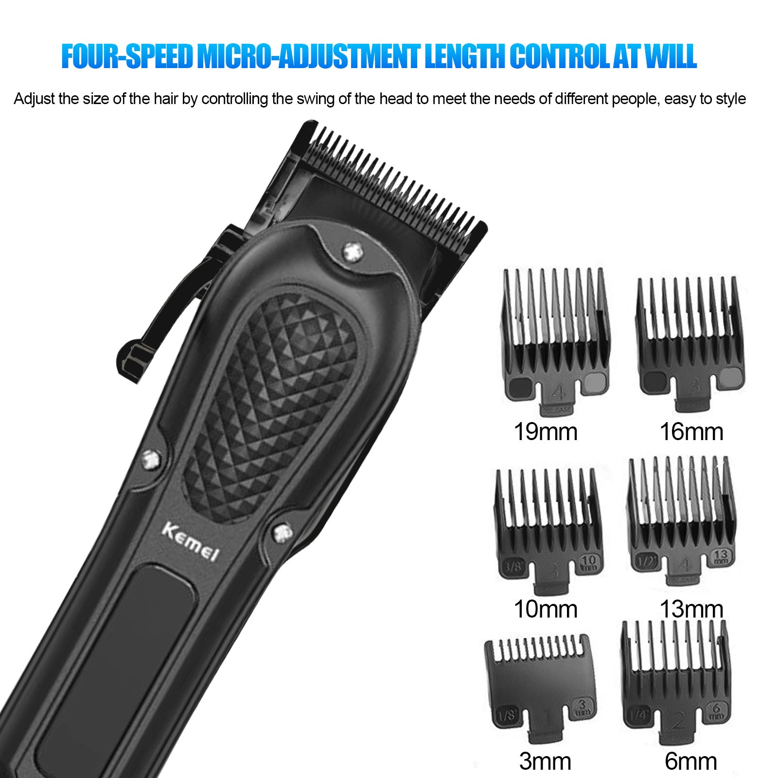 Kemei Professional Hair Clippers Cordless Trimmer Beard Cutting Machine Barber