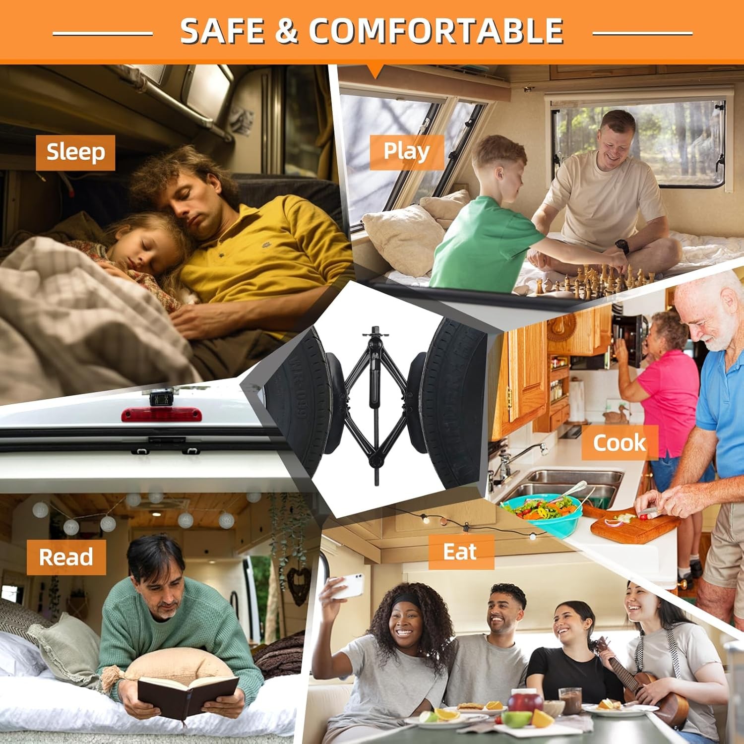 2Pk RV Tire Stabilizer, X-Shaped Wheel Chock for Dual Axle Travel Trailer Camper