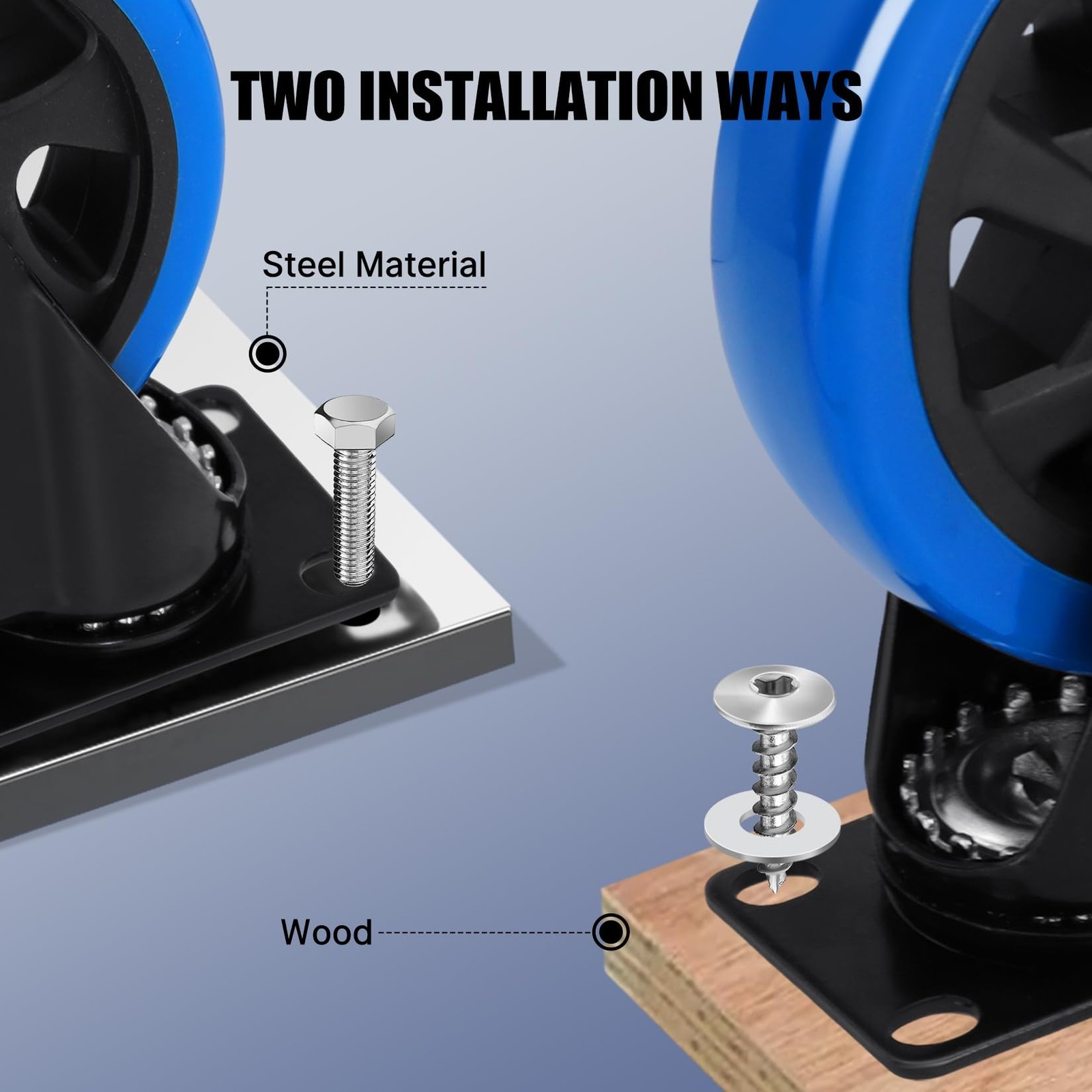 6 Inch Casters Set of 4 Heavy Duty with Safety Double Brake, Swivel Caster Wh...