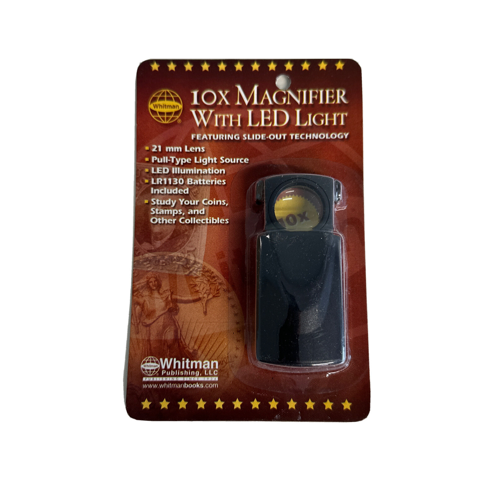 Coin Collector 10X Magnifier Pull Out Loupe 23mm Wh Led Best Value Bills Whitman