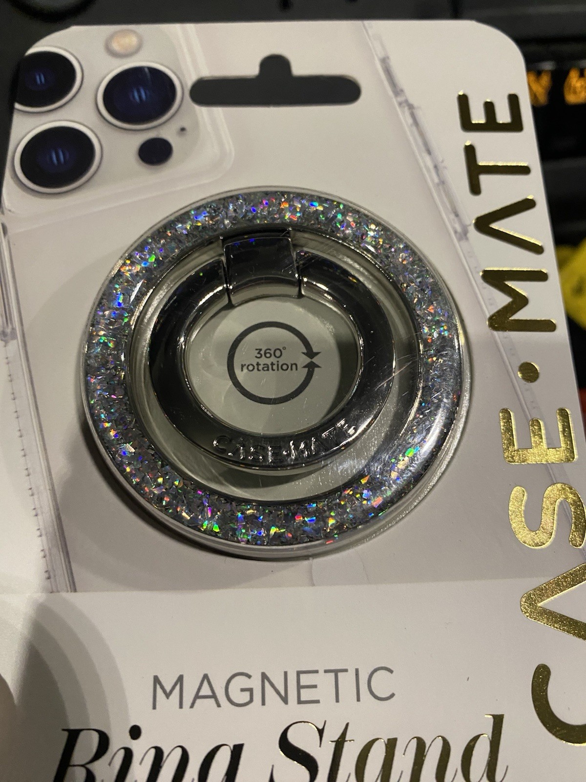 Case-Mate Magnetic Phone Grip Ring Stand Sparkle Diamond Bling New In Box