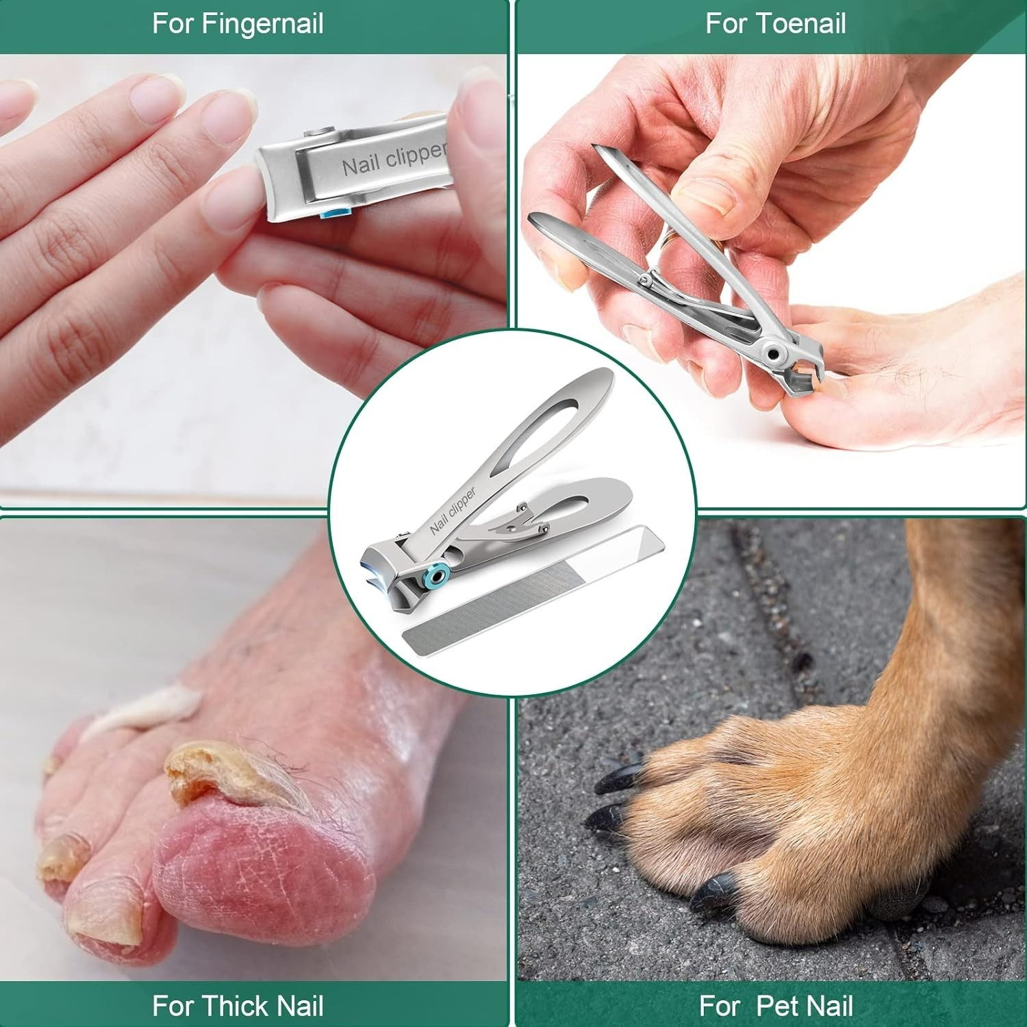 Nail Clippers Ultra Wide Jaw Opening Fingernail and Toenail Clippers Set