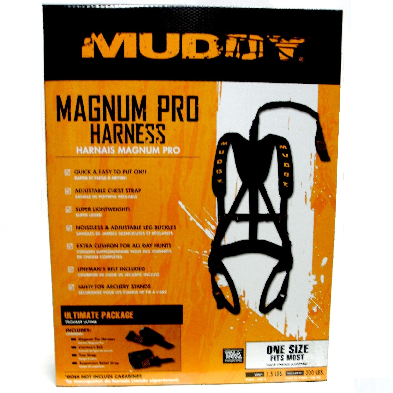 MUDDY MAGNUM PRO TREE STAND SAFETY HARNESS w/BELT-TREE& SUSPENSION RELIEF STRAPS