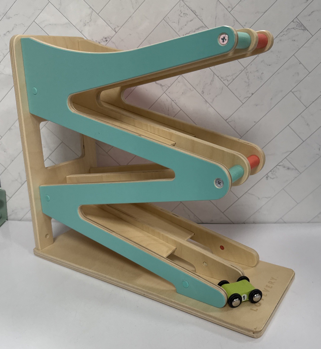 Lovevery Wooden Race and Chase Toy Ramp (Ramp Only, no cars)