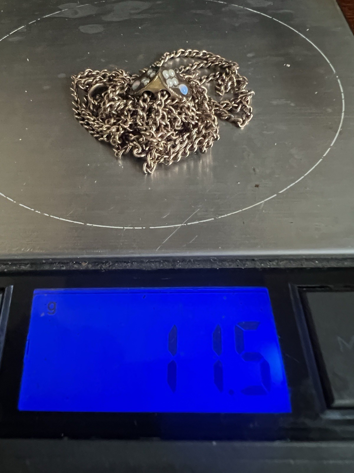 Victorian 46 In Ladies Gold Filled Watch or Muff Chain With Opal Slide Necklace