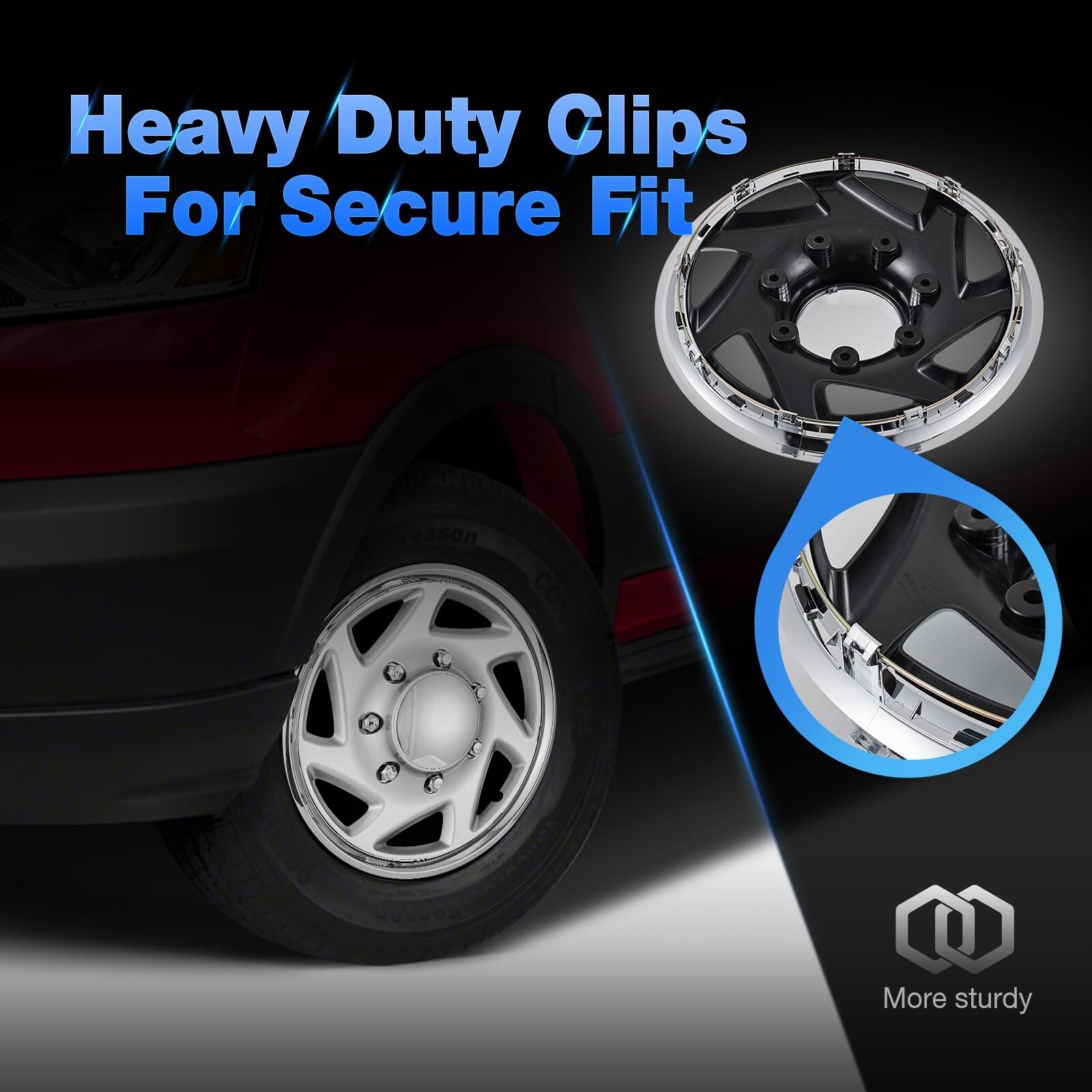 Wheels Hubcaps for 1992-2014 Ford E150 E250 E350 Van; Silver Chrome wheel covers