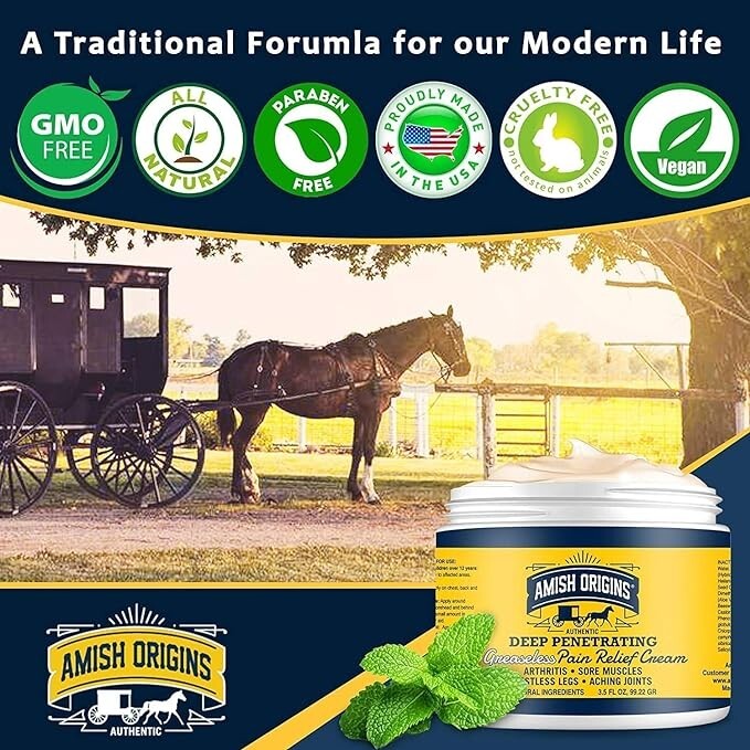 Amish Origins Arthritis Maximum Strength Deep Penetrating Pain Relief Cream