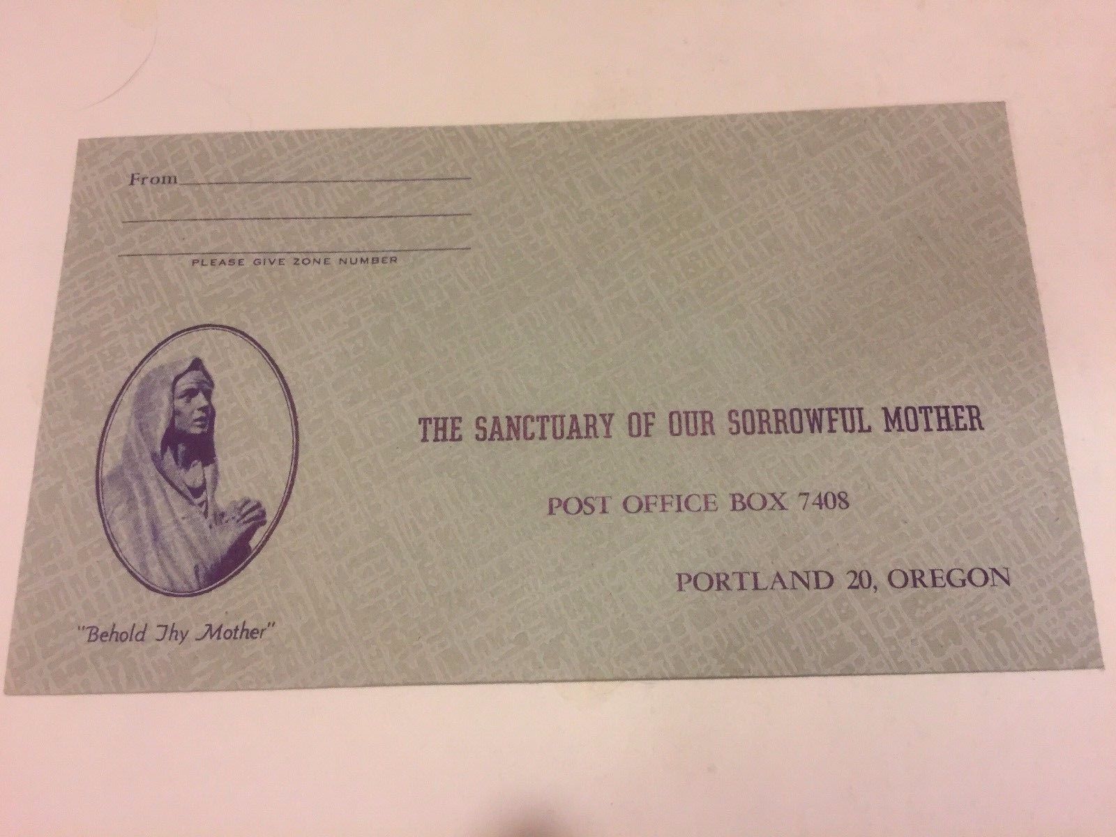 The Sanctuary Of Our Sour For Mother Portland Oregon Envelope 1955