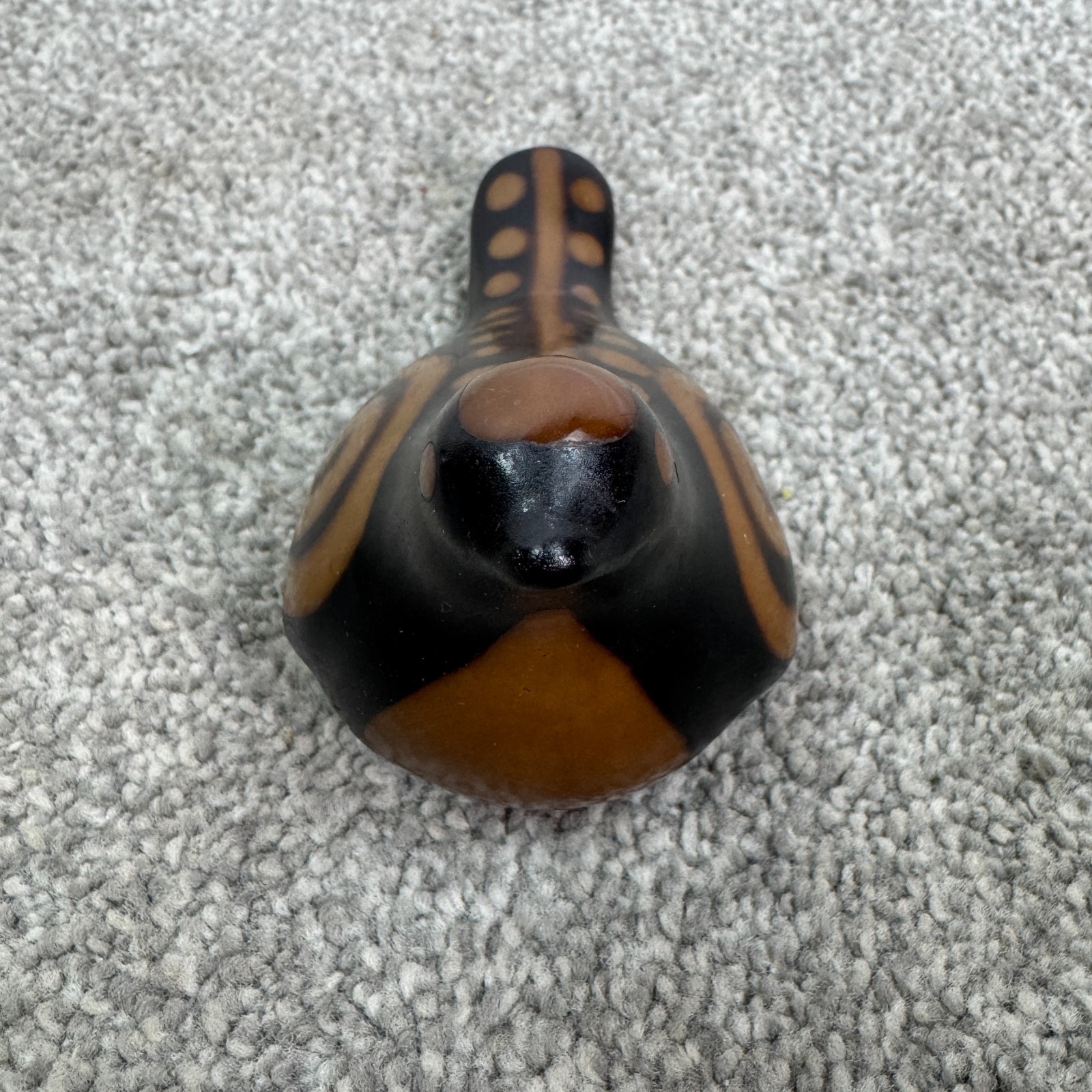 Set Of 2 Vtg Peruvian Handcrafted Chulucanas Birds Dots & Swirl Art Pottery MCM