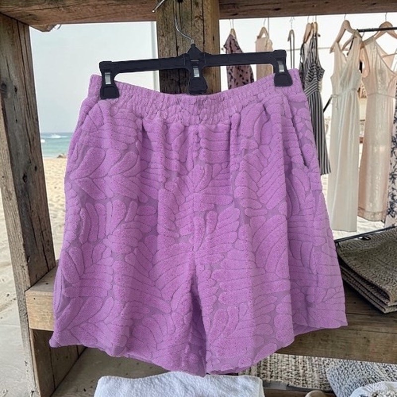 Cupshe Lilac Textured Terry Cloth Shorts | Medium | NEW