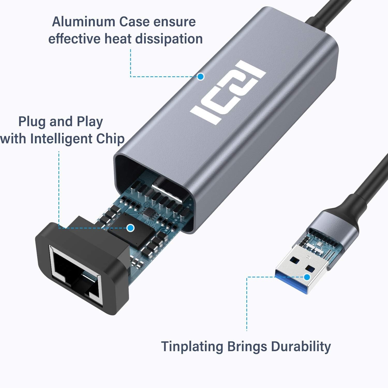 USB 3.0 Gigabit Ethernet LAN RJ45 1000Mbps Network Adapter For Windows PC Mac