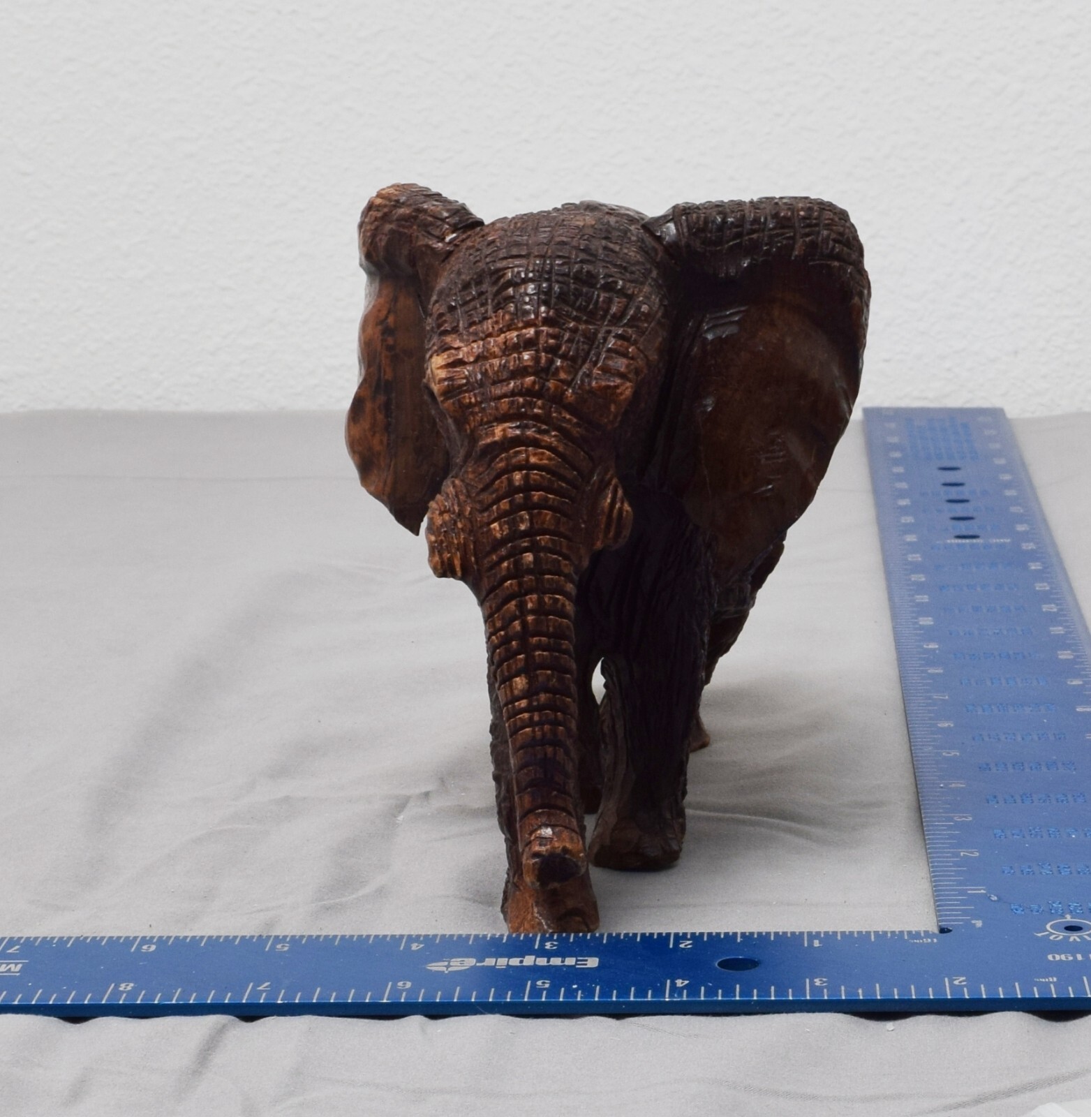 Carved Wooden African Elephant Figurine 5.5" x 7.5"