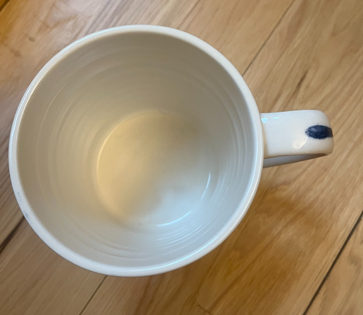 Molly Hatch Anthropologie Corgi 14oz Coffee Mug Blue Cream Hand Painted