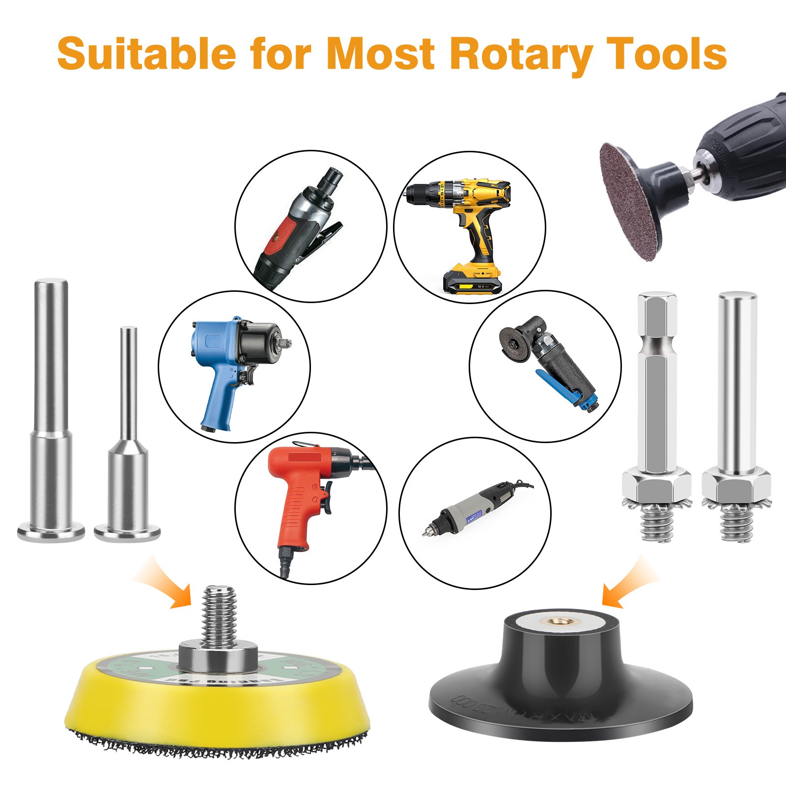 195Pcs 2 Inch Sanding Disc 1/8" 1/4" Shank Set for Drill Die Grinder Rotary Tool