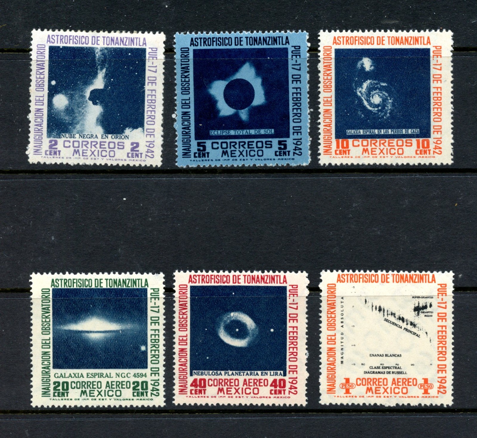 Mexico #774-6, C123-C125 (M023) Comp 1942 Astrophysics Congress, M,H.LH,CV$100.