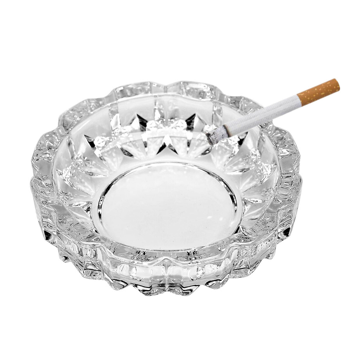 3 Pack 4.8" Round Thick Glass Smoking Ashtray for Indoor & Outdoor Home Office
