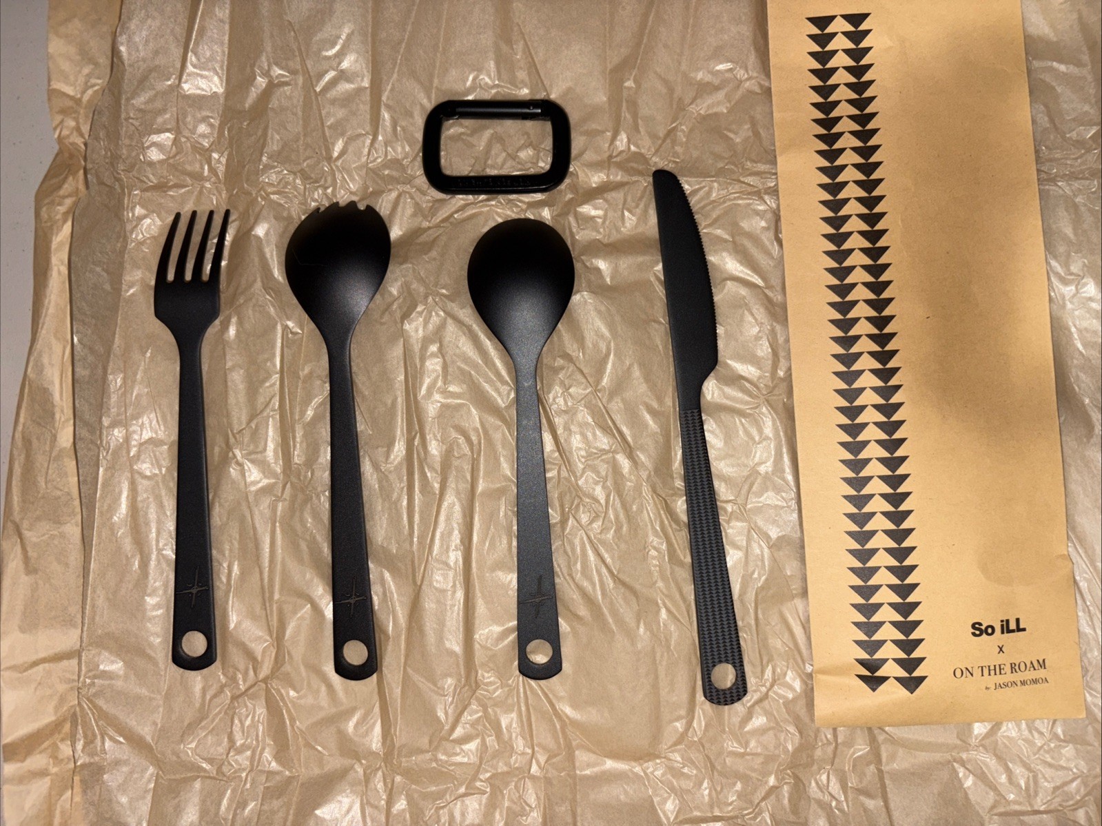 NEW! So iLL X On the Roam by Jason Momoa Black Cutlery Reusable Camping set