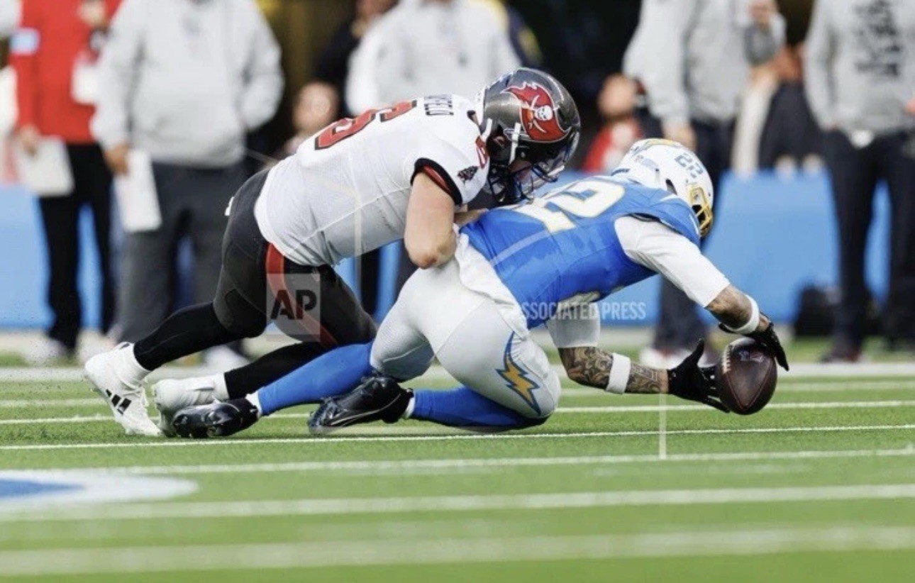Baker Mayfield 2024 Dual Signed Game Used Ball - Buccaneers/ Chargers with COA