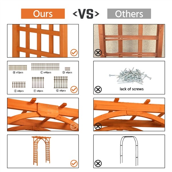 7ft Wooden Garden Arbor Arches Trellis for Wedding Party Climbing Plant Outdoor