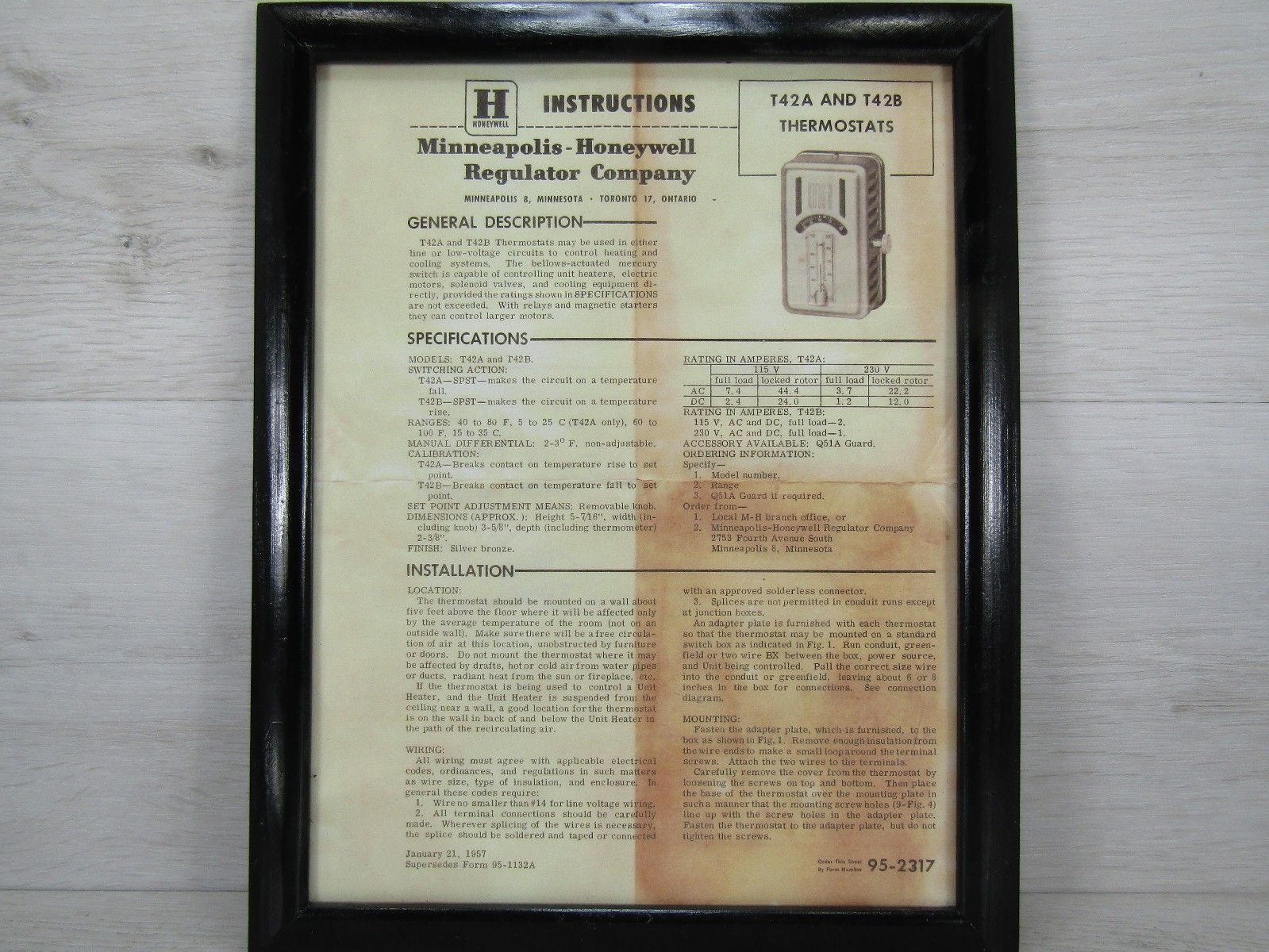 Vintage 1940s Art Deco Minneapolis Honeywell MH Wall Thermostat Heat Control