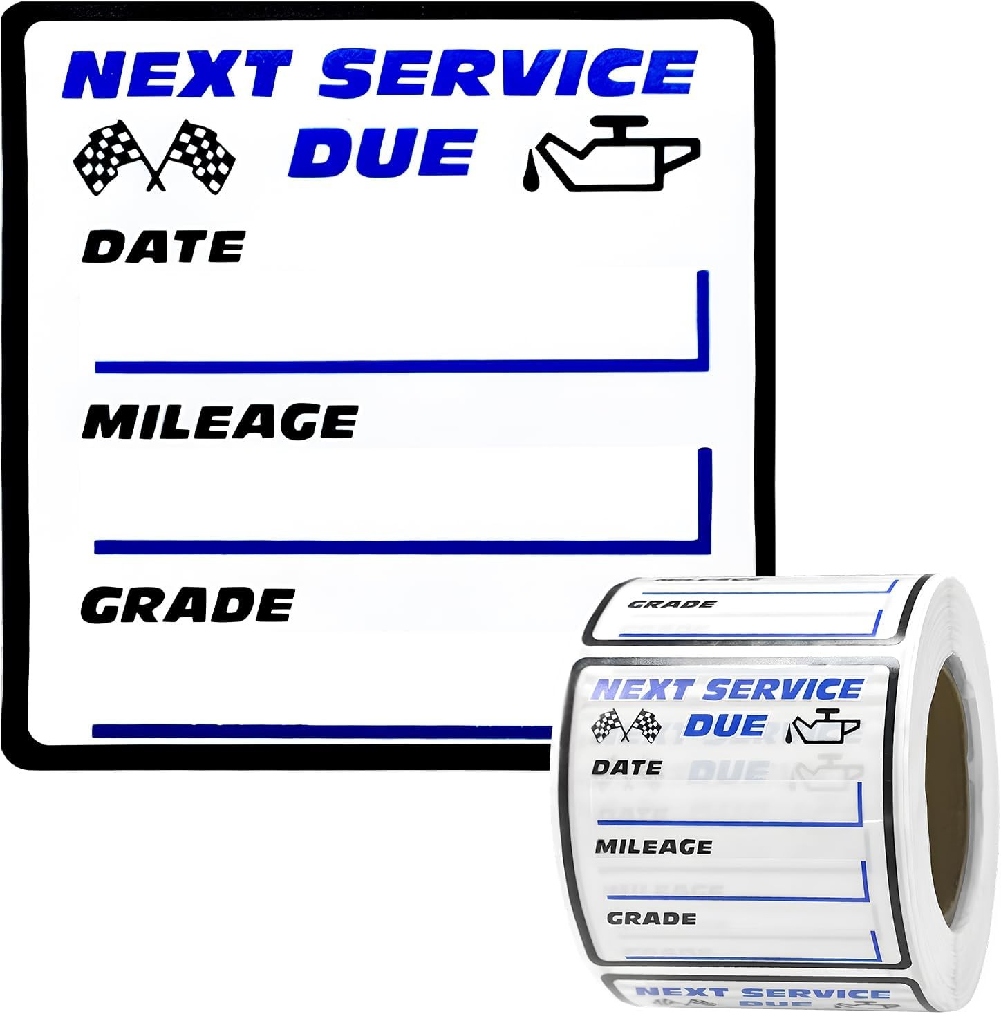 300PCS Oil Change Stickers, 2" × 2" Transparent No Residue Oil Change Reminder