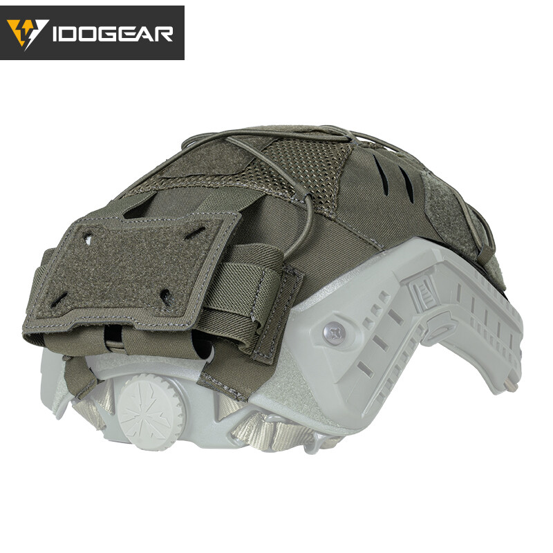 IDOGEAR Tactical Helmet Cover For FAST Helmet NVG Battery Pouch Laser Cut Camo