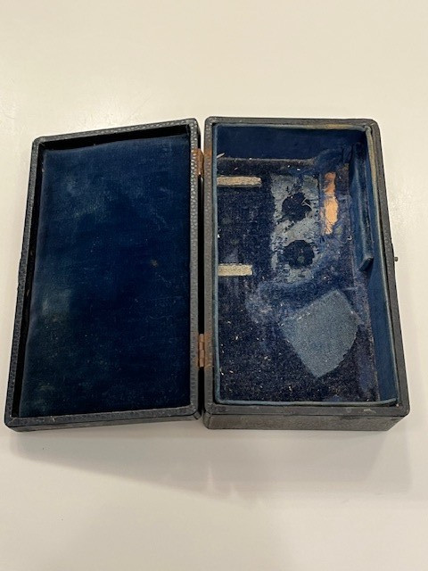 Circa 1920s Bausch & Lomb Optical Ophthalmoscope Box With Velvet Interior