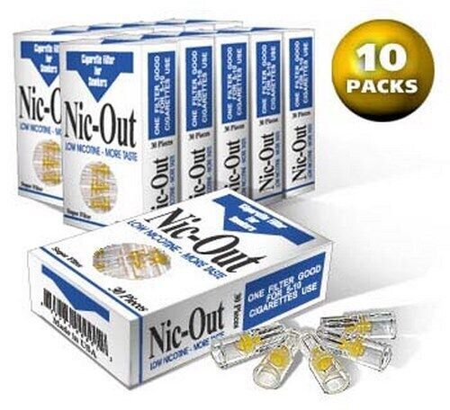 Nic-Out Disposable 10 Packs Cigarette Filters (300 filters) ~ Free Shipping