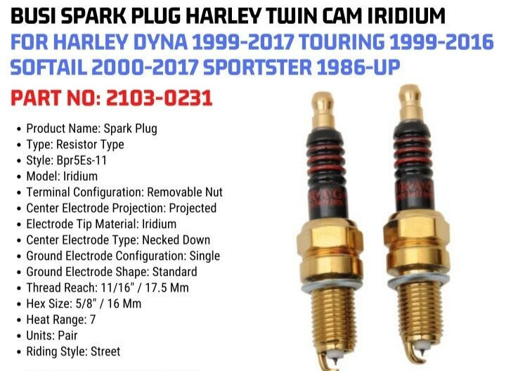 Drag Iridium Spark Plugs 2103-0231 Harley Sportster 86-22/Twin Cam 99-17
