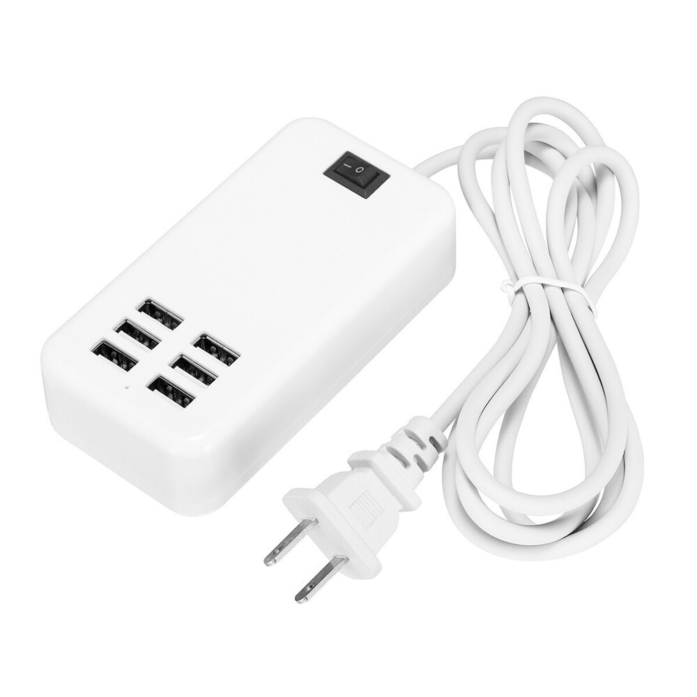 6 Port USB Hub Fast Wall Charger Station Multi-Function Desktop AC Power Adapter