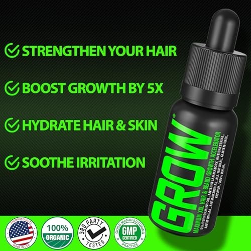 Beard Growth Serum - GROW Maximum XXL Beard Growth Oil for Men -Thickens & Fills