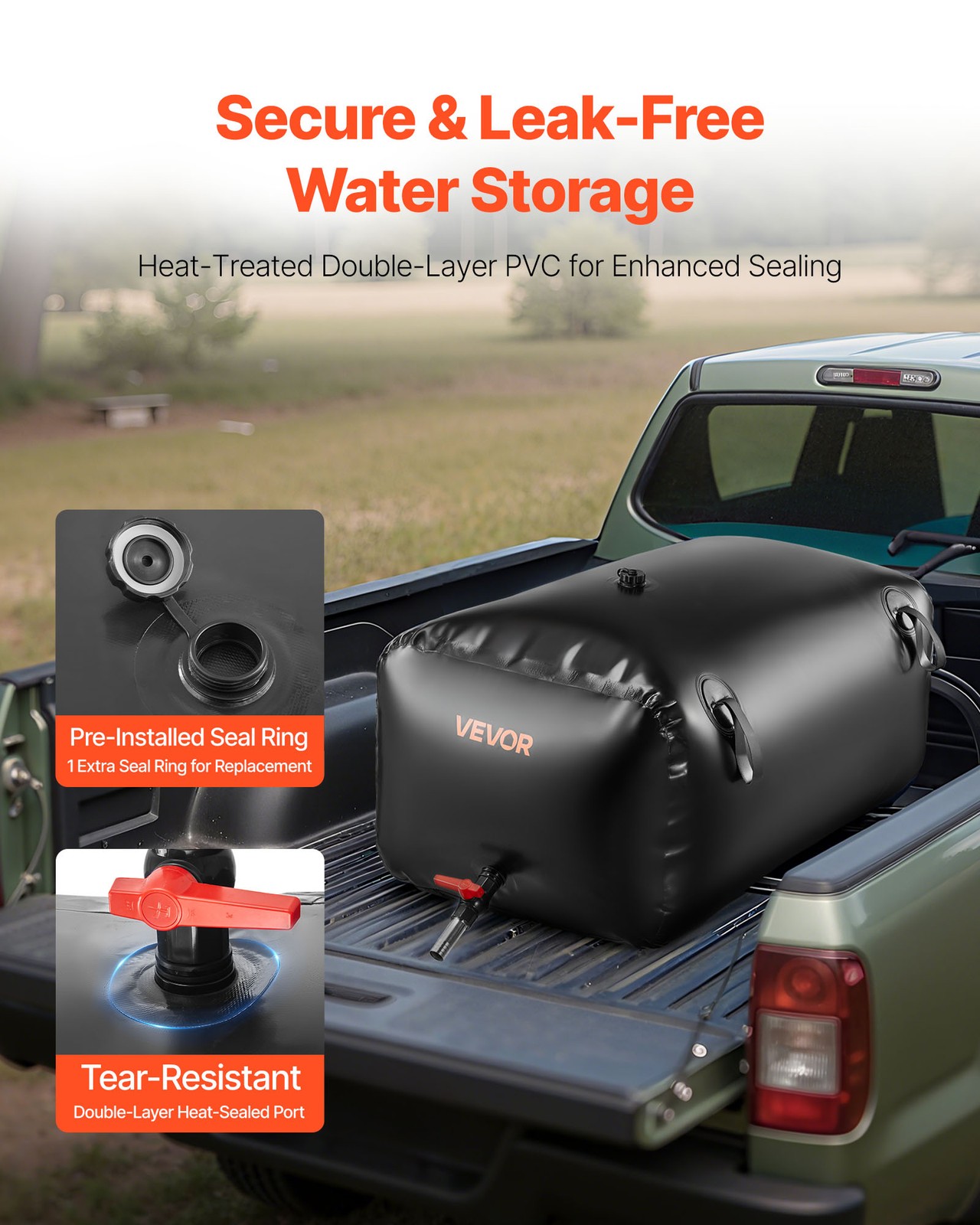 VEVOR 63.4 Gal Collapsible Water Storage Bladder 1000D PVC Water Storage Bag